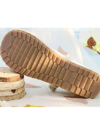 Women Ethnic Flower Embroidery Linen Shoes