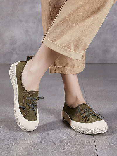 Women Casual Summer Genuine Leather Flat Shoes