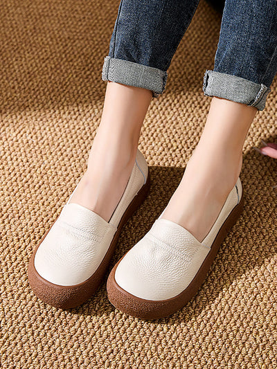 Women Summer Casual Genuine Leather Flat Shoes