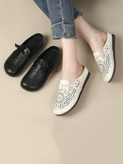 Women Summer Genuine Leather Hollow Out Shoes