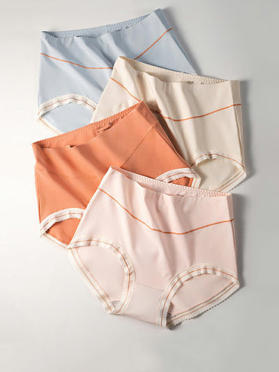 6 Pieces Summer Women Colorblock High Waist Underwear