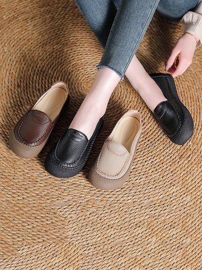 Women Summer Casual Genuine Leather Platform Shoes