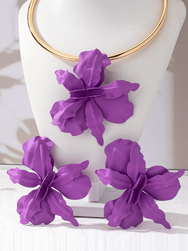 Flower Shape Drop Earrings + Necklaces Accessories