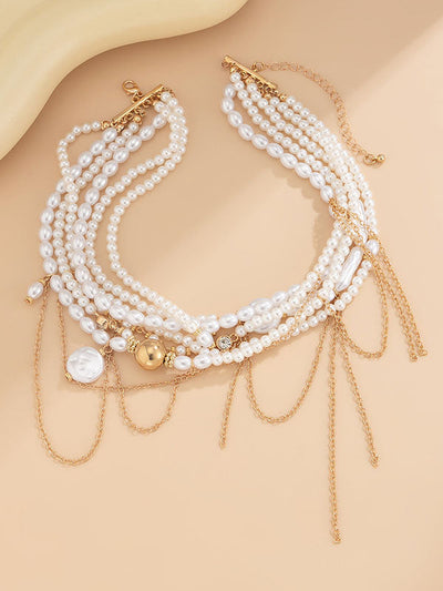 Geometric Layered Tasseled Necklaces Accessories