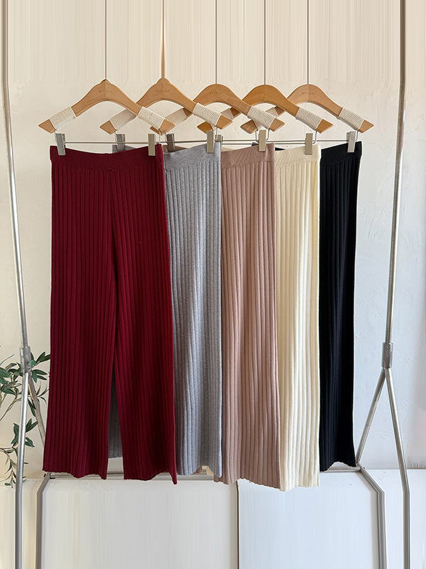 Knitting Sleeveless V-Neck Vest Top +  Long Sleeves Cardigan + High Waisted Pants Three Pieces Set