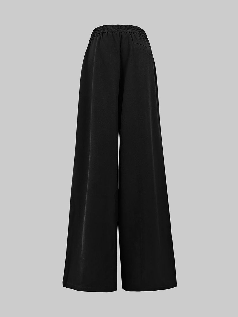 High Waisted Loose Pleated Solid Color Pants
