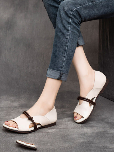 Women Summer Genuine Leather Open Toe Sandals