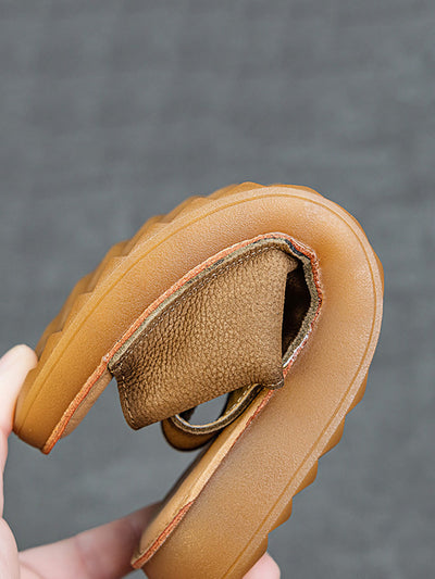 Women Summer Casual Genuine Leather Flat Slippers