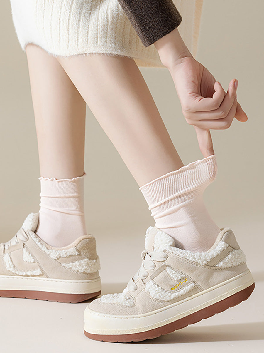 5 Pairs Women Summer Pure Color Cotton Socks