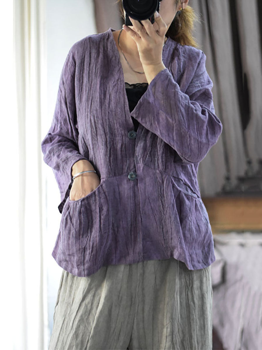 Women Artsy Solid Button Pocket Irregular Fold T-shirt