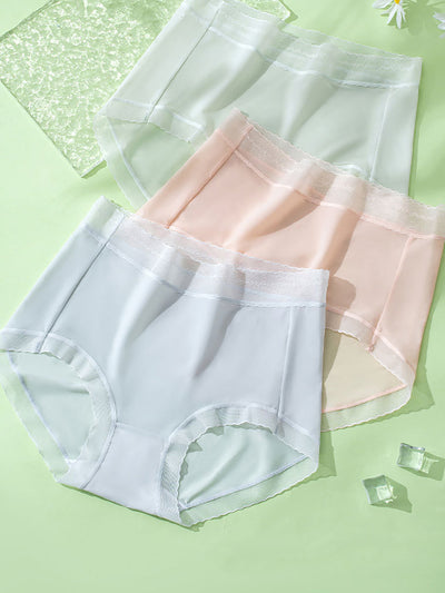 4 Pieces Summer Women Pure Color Thin Underwear