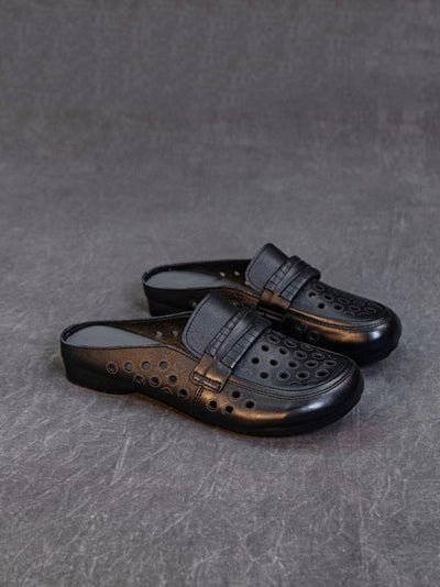 Women Summer Casual Genuine Leather Hollow Out Shoes