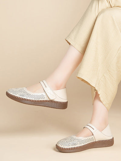 Women Summer Casual Genuinel Leather Low Heel Shoes
