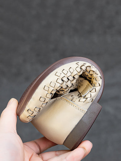 Women Summer Leather Hollow Out Low Heel Shoes