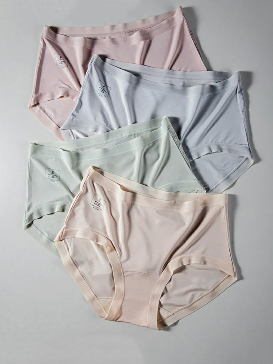 4 Pieces Summer Women Casual Pure Color Underwear