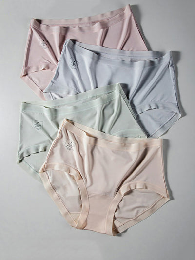 4 Pieces Summer Women Casual Pure Color Underwear