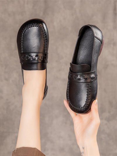 Women Vintage Genuine Leather Low Heel Shoes