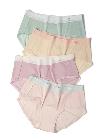 4 Pieces Summer Women Colorblock 100%Cotton Underwear