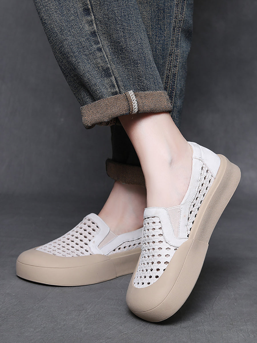 Women Casual Summer Soft Leather Flat Shoes