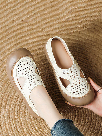 Women Summer Casual Genuine Leather Flat Sandals