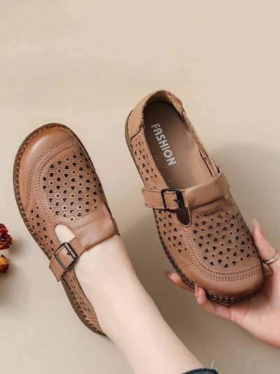 Women Summer Casual Genuine Leather Flat Sandals