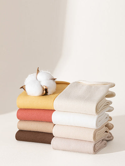 5 Pairs Women Casual Solid Cotton Mid-leg Socks
