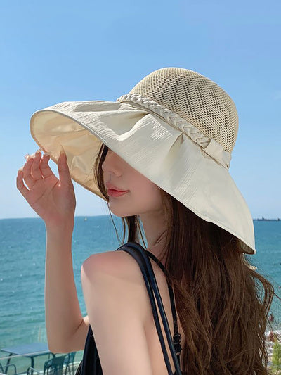 Women Summer Artsy Straw Spliced Sunproof Hat