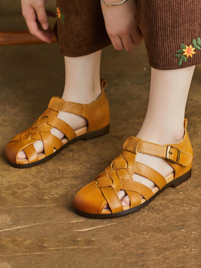 Women Casual Summer Leather Weave Sandals