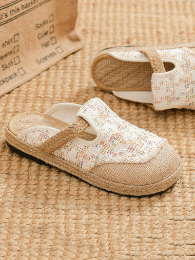 Women Artsy Canvas Linen Spliced Flat Shoes