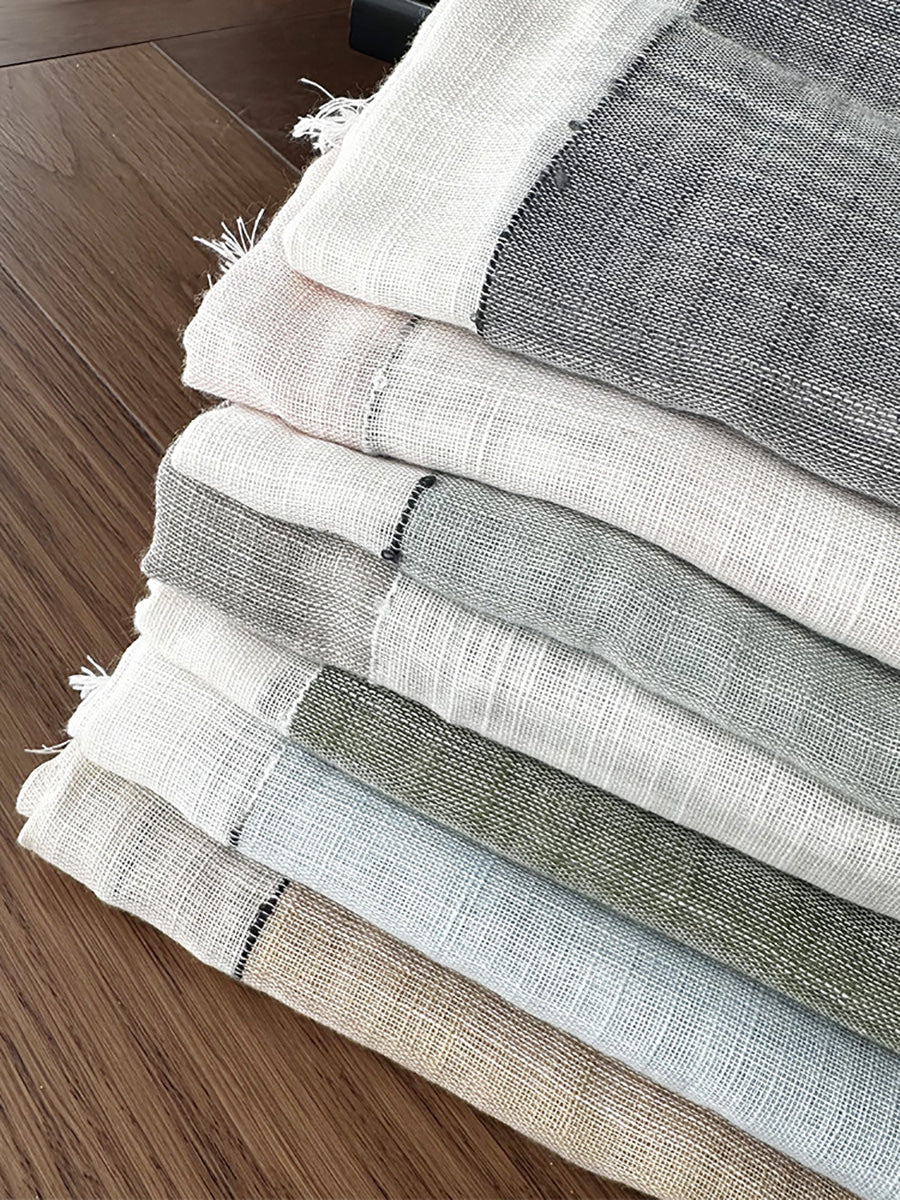 Women Summer Artsy Colorblock Cotton Tassel Scarf