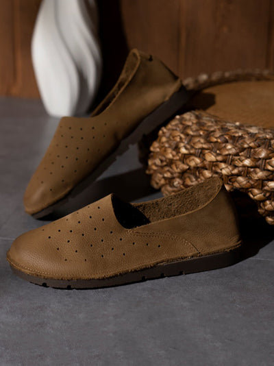 Couple Summer Soft Leather Low Heel Shoes