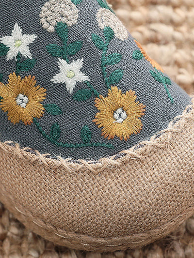 Women Autumn Ethnic Linen Embroidery Cloth Boots