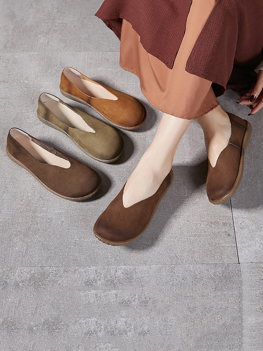 Women Summer Soft Genuine Leather Flat Shoes