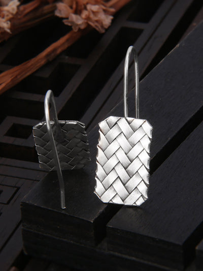 Women Vintage S925Silver Knitted Ethnic Earrings