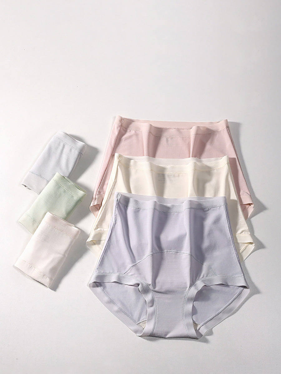 6 Pieces Summer Women Pure Color High Waist Underwear