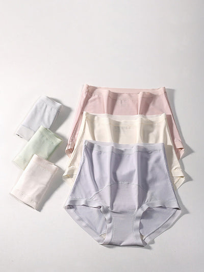 6 Pieces Summer Women Pure Color High Waist Underwear