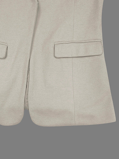 Long Sleeves Loose Pockets Solid Color Split-Joint Notched Collar Blazer Outerwear