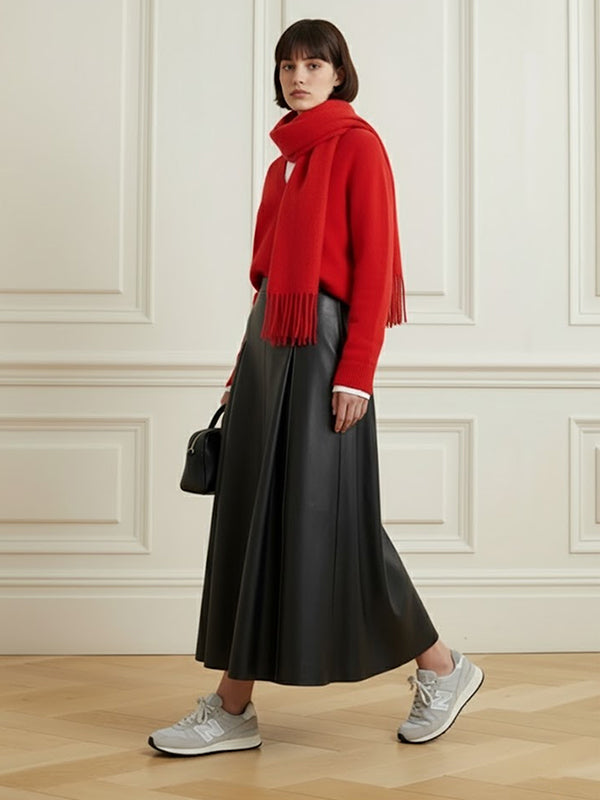 High Waisted Pleated Solid Color Skirts Bottoms