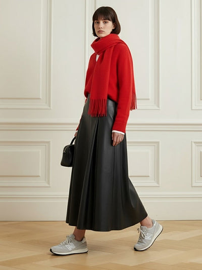 High Waisted Pleated Solid Color Skirts Bottoms