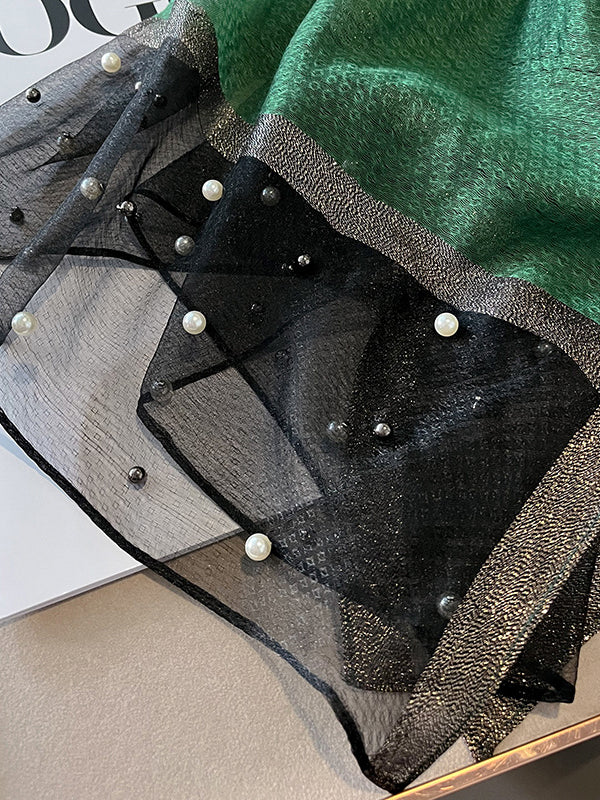 Sun-Protection Beaded See-Through Shawl&Scarf