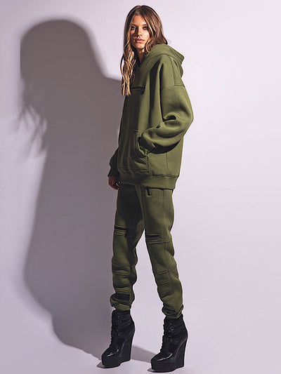 Stylish High-Waisted Solid Color Zipper Casual Sports Pants