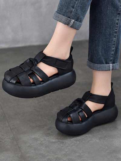 Women Casual Summer Leather Weave Platform Sandals