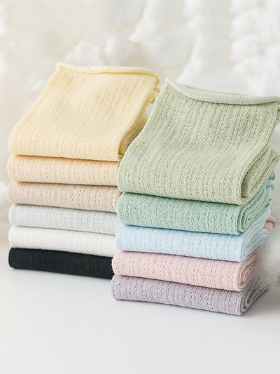 6 Pairs Women Summer Casual Pure Color Socks