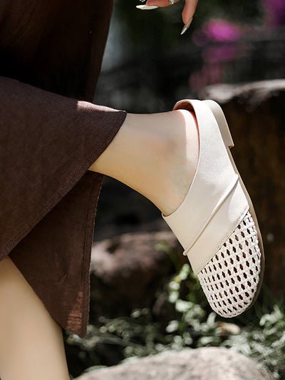 Women Casual Summer Leather Spliced Slippers