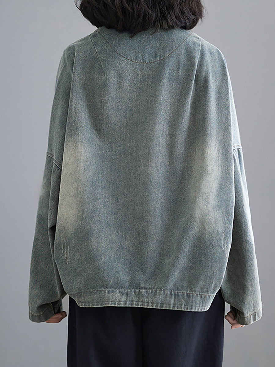 Women Retro Washed Spring Denim Short Coat