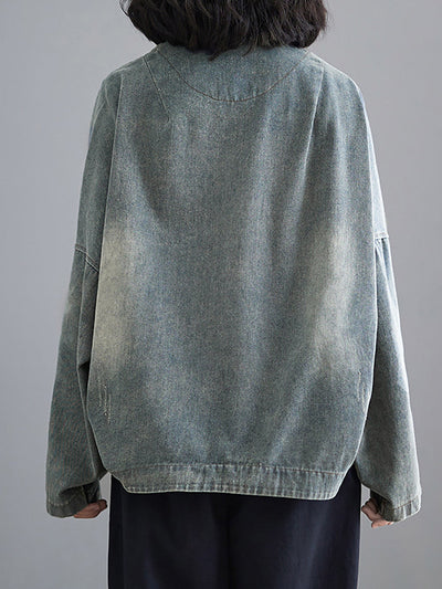 Women Retro Washed Spring Denim Short Coat