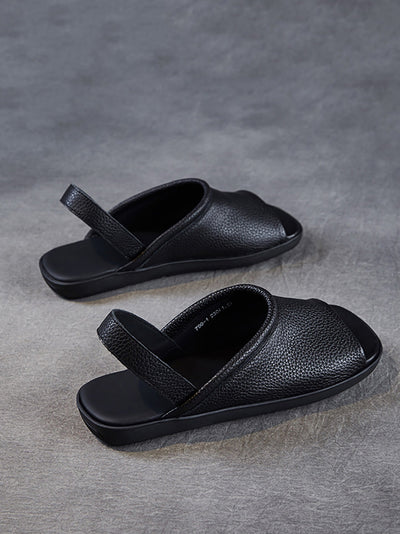 Women Summer Genuine Leather Soft Falt Sandals