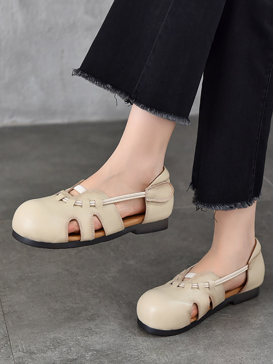 Women Casual Summer Genuine Leather Low Heel Shoes