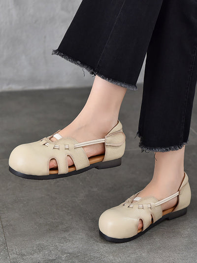 Women Casual Summer Genuine Leather Low Heel Shoes