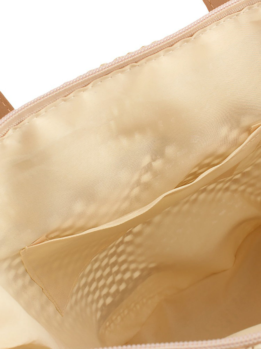 Women Summer Straw Weave Colorblock Shoulder Bag